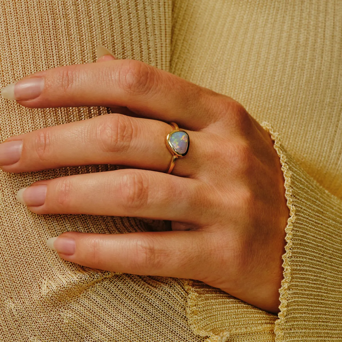 Tomfoolery 0.93ct Opal Triangle Ring Fashion