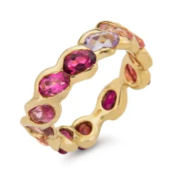 Tomfoolery 3ct Pink Tourmaline Pluma Eternity Band in 18ct Yellow Gold Clearance