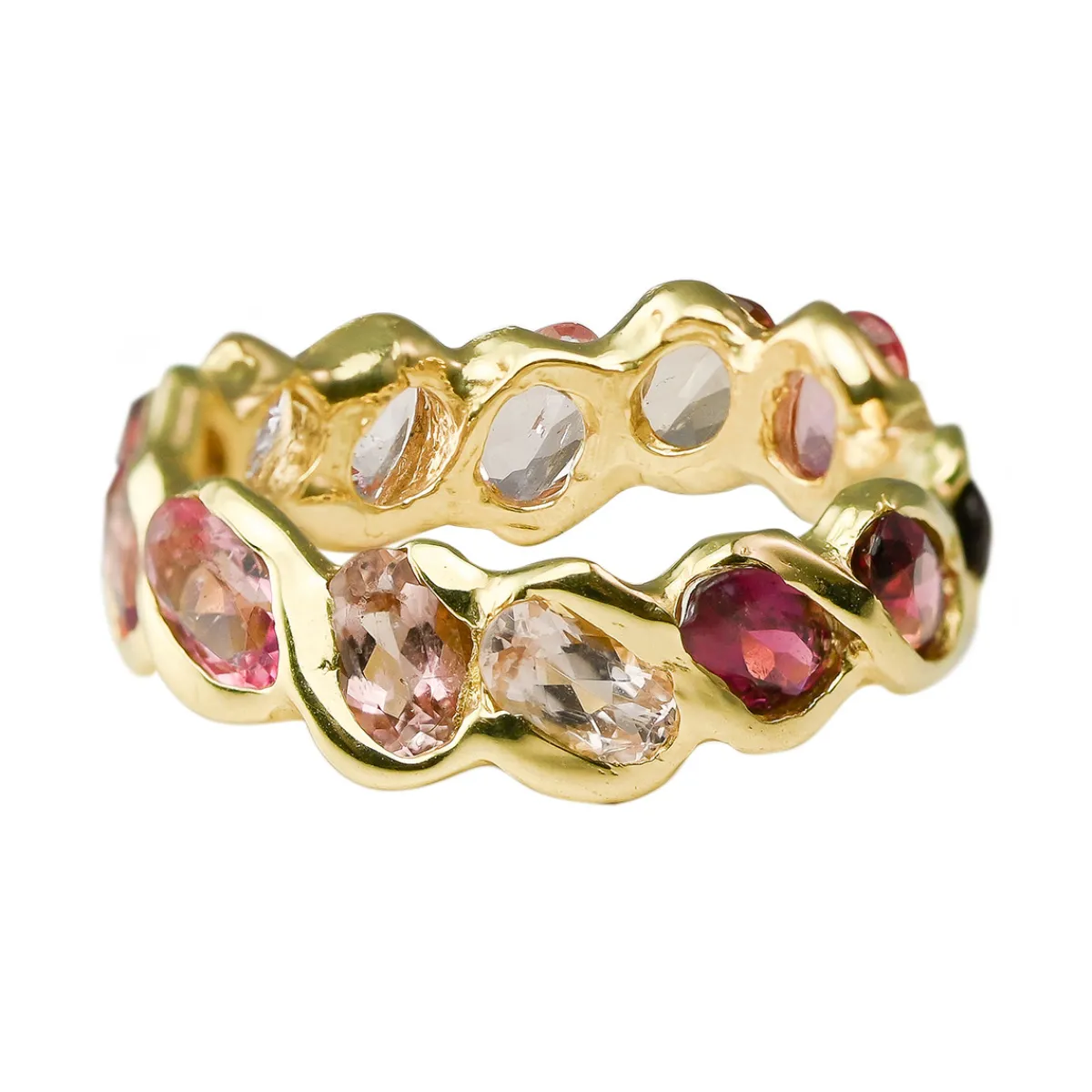 Tomfoolery 3ct Pink Tourmaline Pluma Eternity Band in 18ct Yellow Gold Clearance