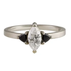 Tomfoolery 18ct White Gold Marquise & Trillion Trio Ring Sale
