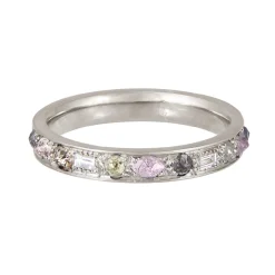 Tomfoolery 18ct White Gold Mixed Cut Puzzle Pink Diamond Eternity Ring New