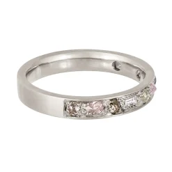 Tomfoolery 18ct White Gold Mixed Cut Puzzle Pink Diamond Eternity Ring New