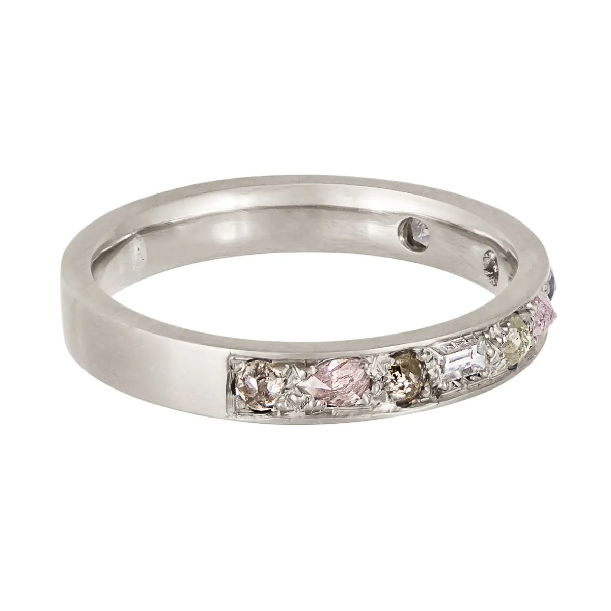Tomfoolery 18ct White Gold Mixed Cut Puzzle Pink Diamond Eternity Ring New
