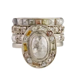 Tomfoolery 18ct White Gold Mixed Cut Puzzle Diamond Eternity Ring Fashion