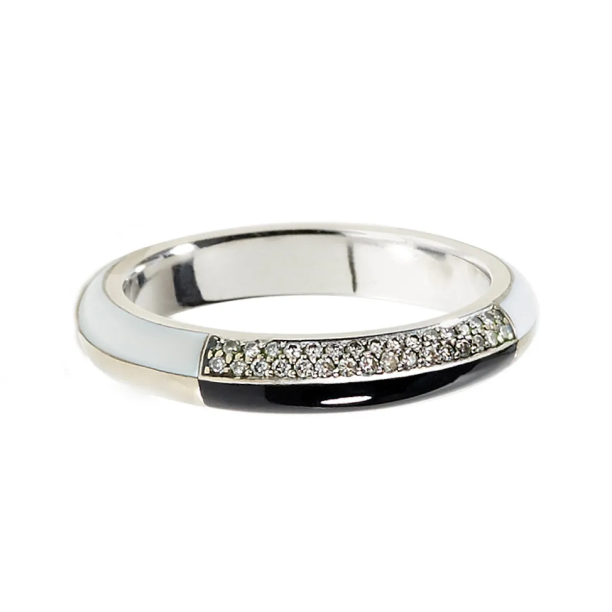Tomfoolery 18ct White Gold Onyx, Agate And Diamond Inlay Deco Ring Best