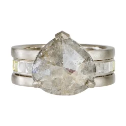 Tomfoolery 18ct White Gold Wide Pear Diamond Path Ring Online