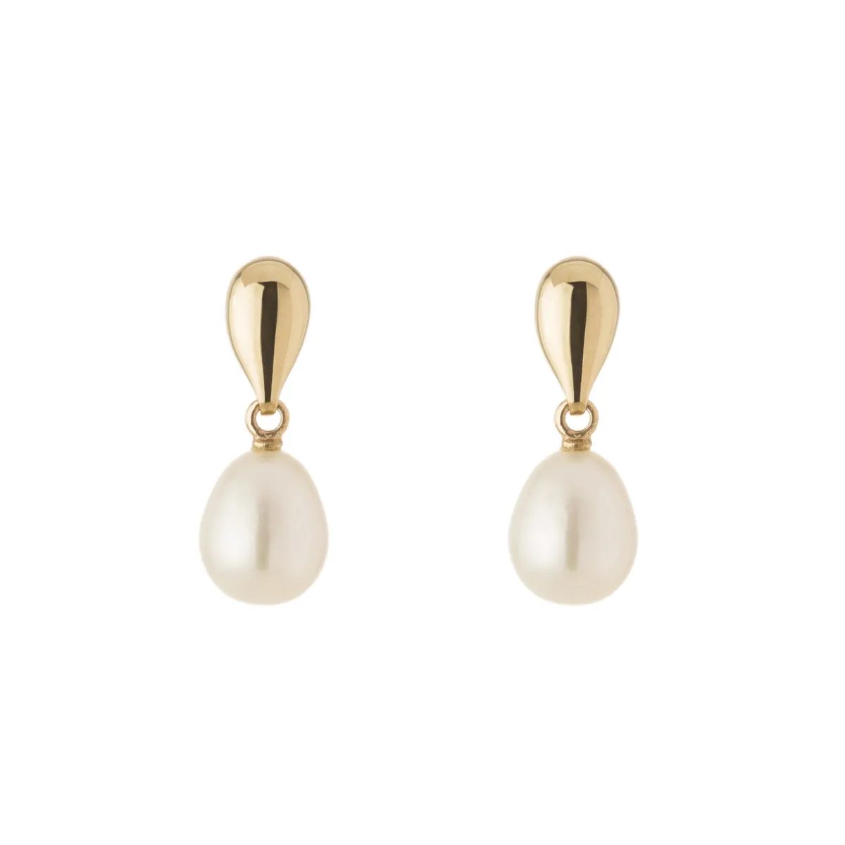 Tomfoolery 9ct Yellow Gold & Pearl Drop Earrings Clearance
