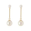 Tomfoolery 9ct Yellow Gold Ball & Pearl Long Drop Earrings Hot
