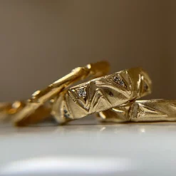Tomfoolery 9ct Yellow Gold Domed Triangle Diamond Ring Best