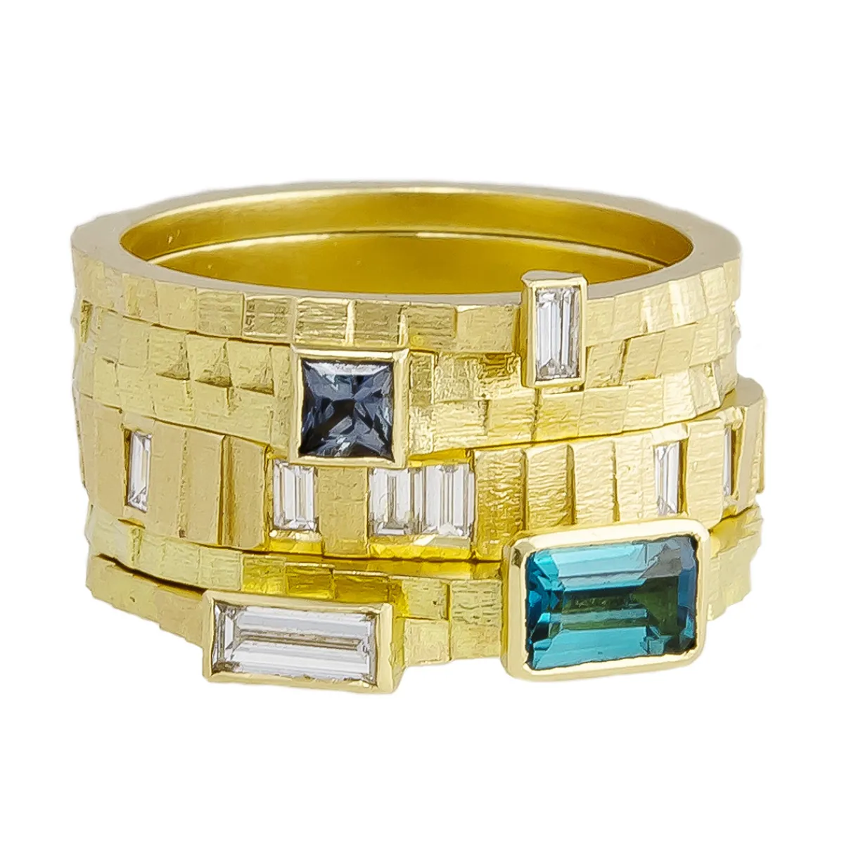 Tomfoolery 18ct Yellow Gold Horizontal Baguette Diamond Ring Discount