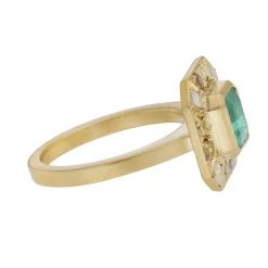 Tomfoolery 18ct Yellow Gold Puzzle Emerald and Mixed Cut Diamond Ring Discount