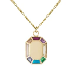 Tomfoolery 9ct Yellow Gold Rainbow Grande Octagon Pendant New