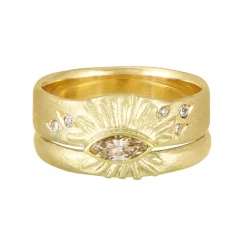 Tomfoolery 18ct Yellow Gold Sun Ray Band Ring Fashion