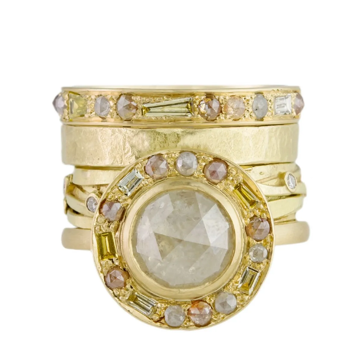 Tomfoolery 18ct Yellow Mixed Cut Puzzle Diamond Eternity Ring Outlet