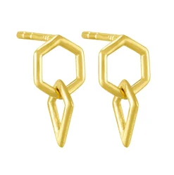 Tomfoolery Curve Hex and Kite Link Drop Earrings New