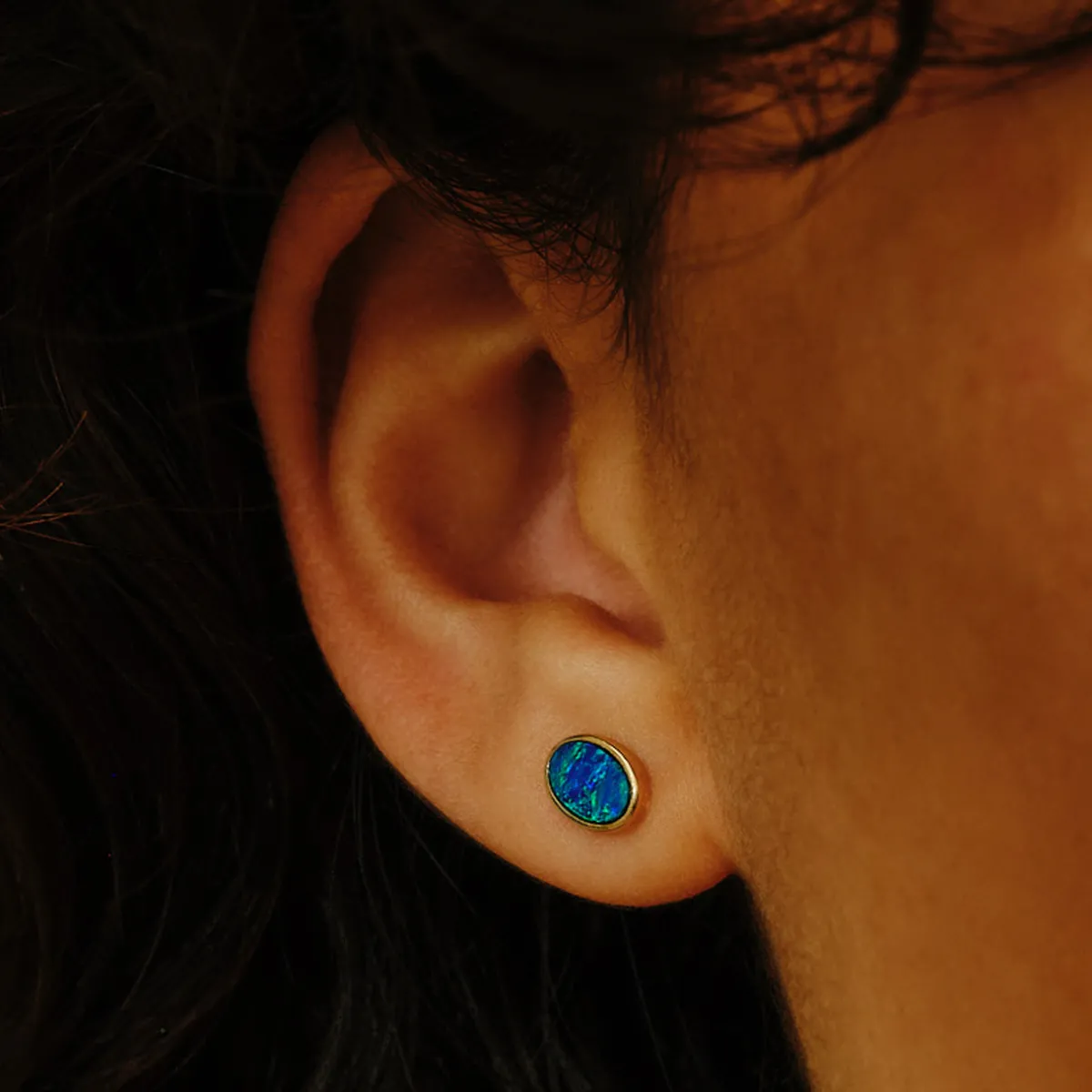 Tomfoolery Deep Blue Opal Oval Studs Clearance