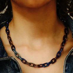 Tomfoolery Denim Titanium Anchor Chain Necklace Online