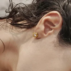 Tomfoolery Deti Gold White Sapphire Studs Fashion