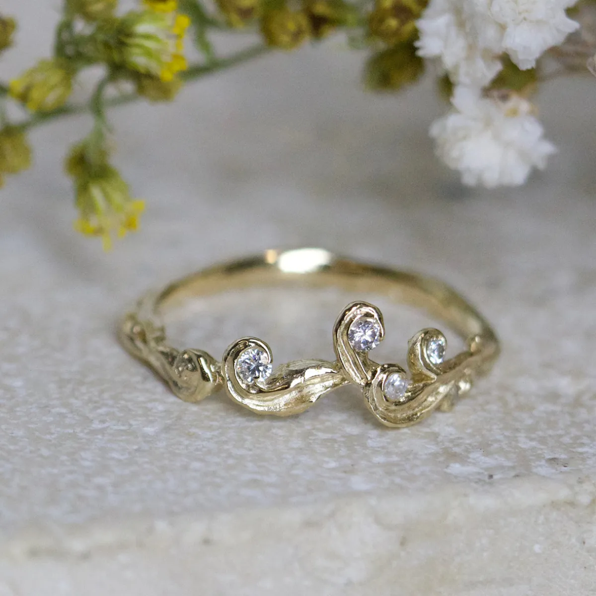 Tomfoolery Dew Drop Furl Diamond Wedding Band Sale