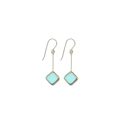 Tomfoolery Diagonal aqua square drop earrings Discount