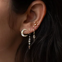 Tomfoolery Diamond & Rainbow Moonstone Drop Earrings Discount