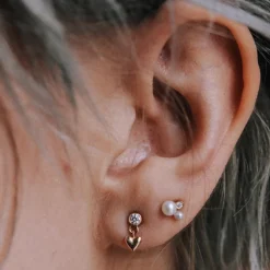 Tomfoolery Diamond Baby Heart Earrings New