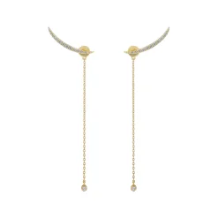 Tomfoolery Diamond Crescent Chain Drop Earrings Discount