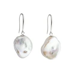 Tomfoolery Diamond Set Keshi Pearl Drop Earrings Discount