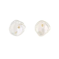 Tomfoolery Diamond Set Keshi Pearl Studs Fashion