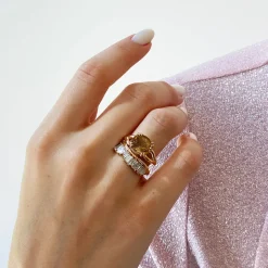 Tomfoolery Diamond Single Ruched Band Ring  in 20ct Rose Gold Best