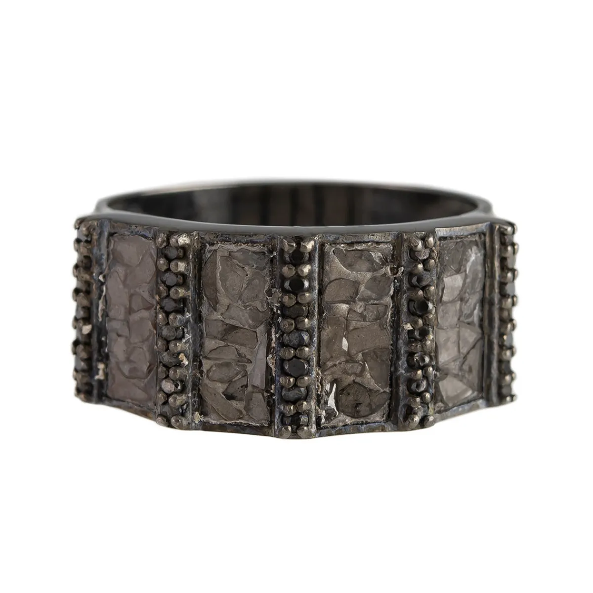 Tomfoolery Diamonds & Oxidised Silver Ajmer Ring Fashion