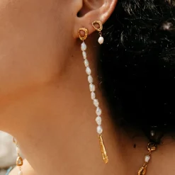 Tomfoolery Dio Gold Pearl Drop Earrings Best