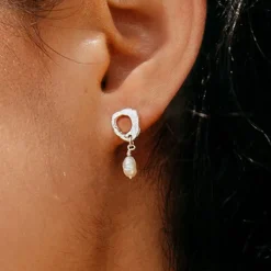 Tomfoolery Dio Silver Pearl Drop Earrings Sale