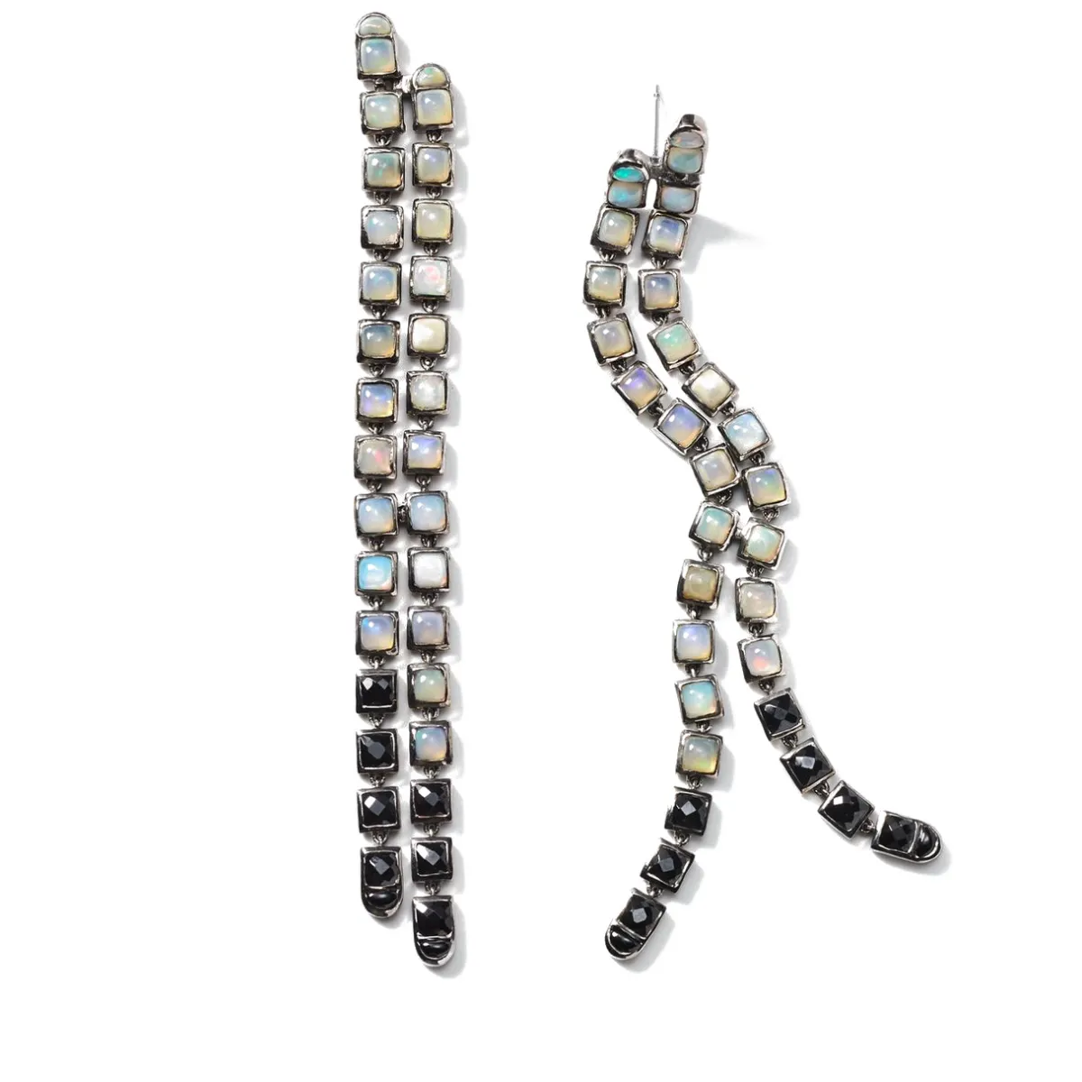 Tomfoolery Double Line Earrings – Black Spinel & Ethiopian Opal Fashion