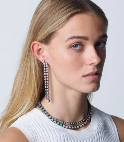 Tomfoolery Double Line Earrings – Black Spinel & Ethiopian Opal Fashion