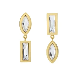 Tomfoolery DRESS Gold Asymmetric Duo Drop Earrings Clearance