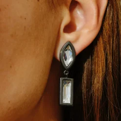 Tomfoolery DRESS Gunmetal Asymmetric Duo Drop Earrings Best