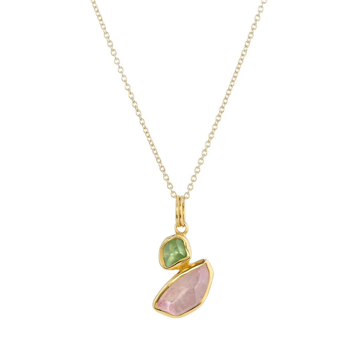 Tomfoolery Duo Irregular Green Tourmaline & Morganite Pendant Sale