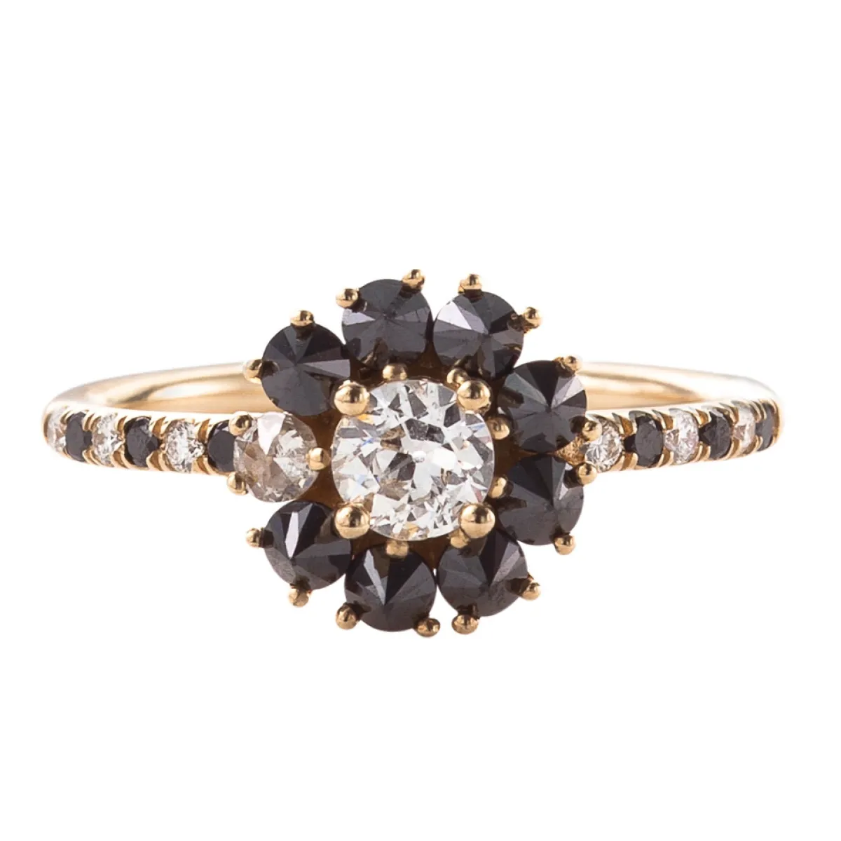 Tomfoolery Eclipse Diamond & 14ct Yellow Gold Cluster Ring Discount