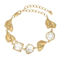 Tomfoolery Eda Gold & White Sapphire Bracelet New