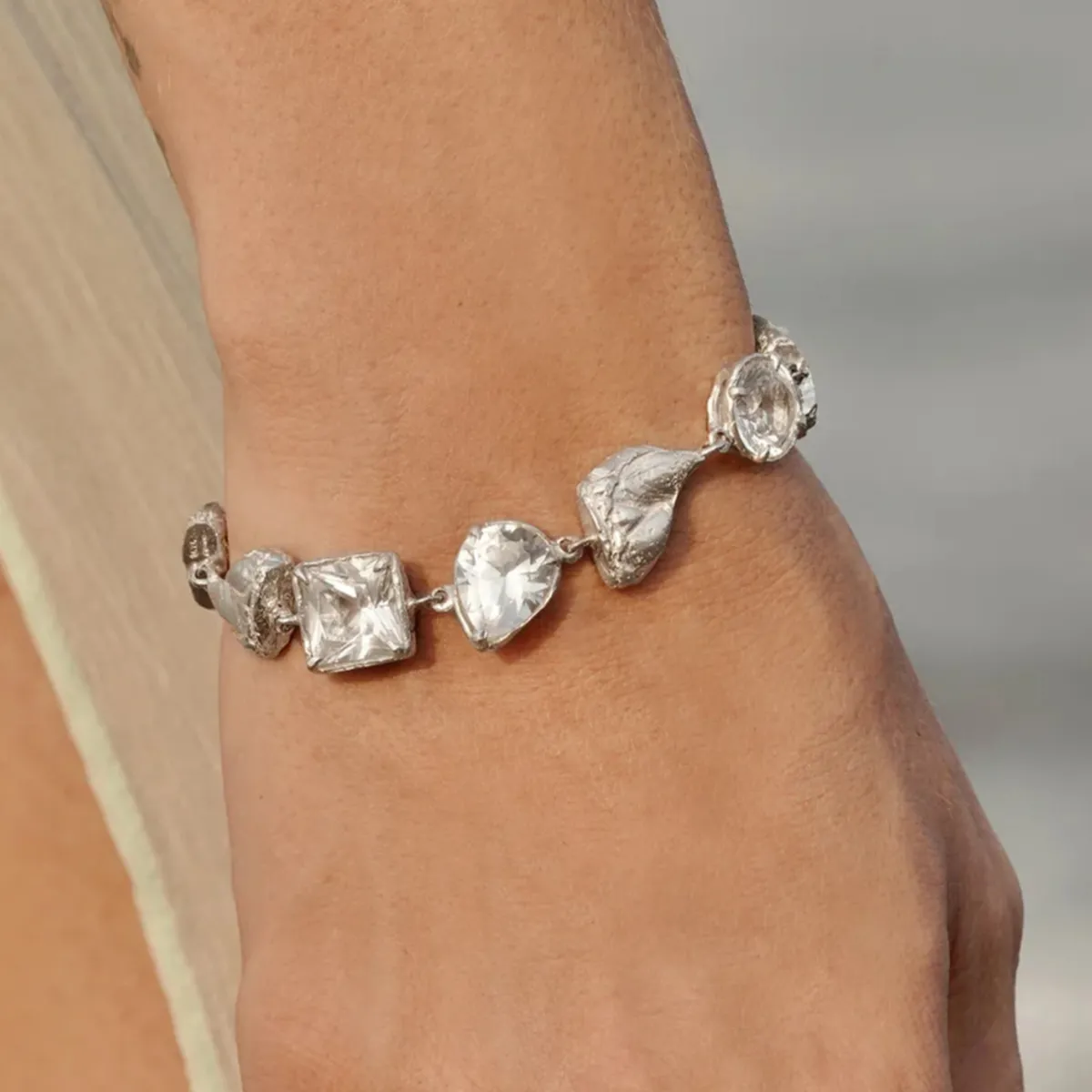 Tomfoolery Eda Silver & White Sapphire Bracelet Online