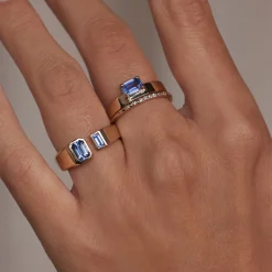 Tomfoolery Emerald & Baguette Cut Blue Sapphire Dyad Ring Best