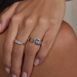 Tomfoolery Emerald & Baguette Cut Blue Sapphire Dyad Ring Best