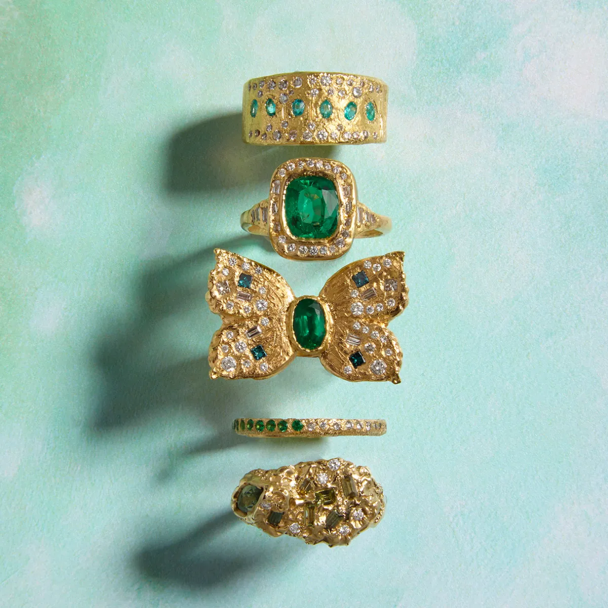Tomfoolery Emerald & Diamond Dual Band Discount