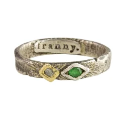Tomfoolery Emerald & Diamond Ring In Sterling Silver & Gold Sale