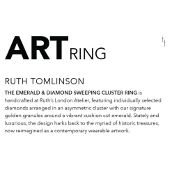 Tomfoolery Emerald & Diamond Sweeping Cluster Art Ring New