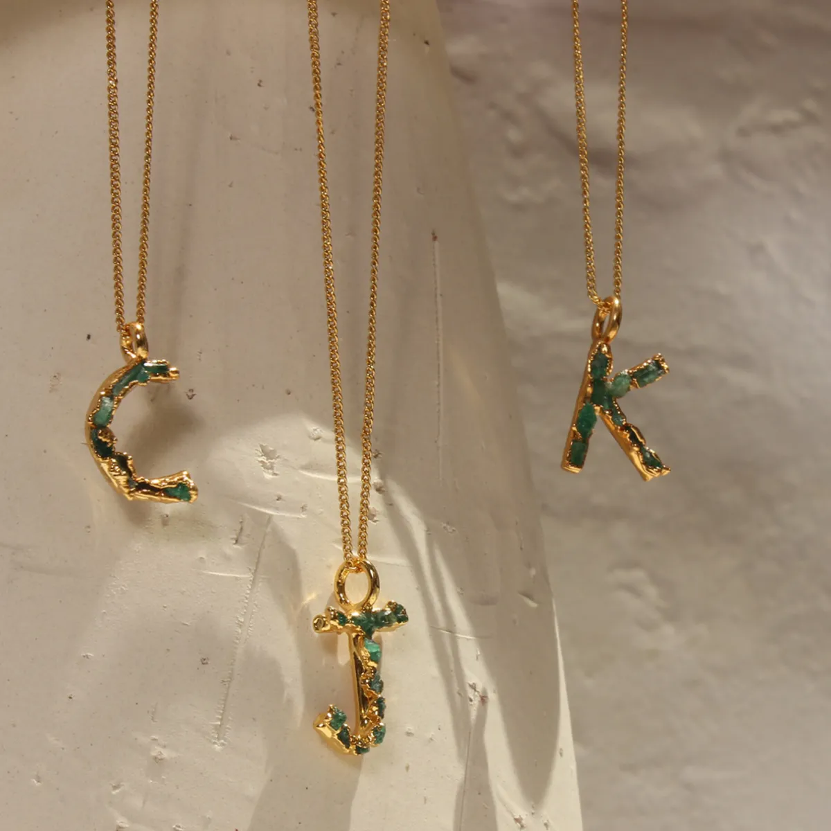 Tomfoolery Emerald ABC Charm Necklace Clearance
