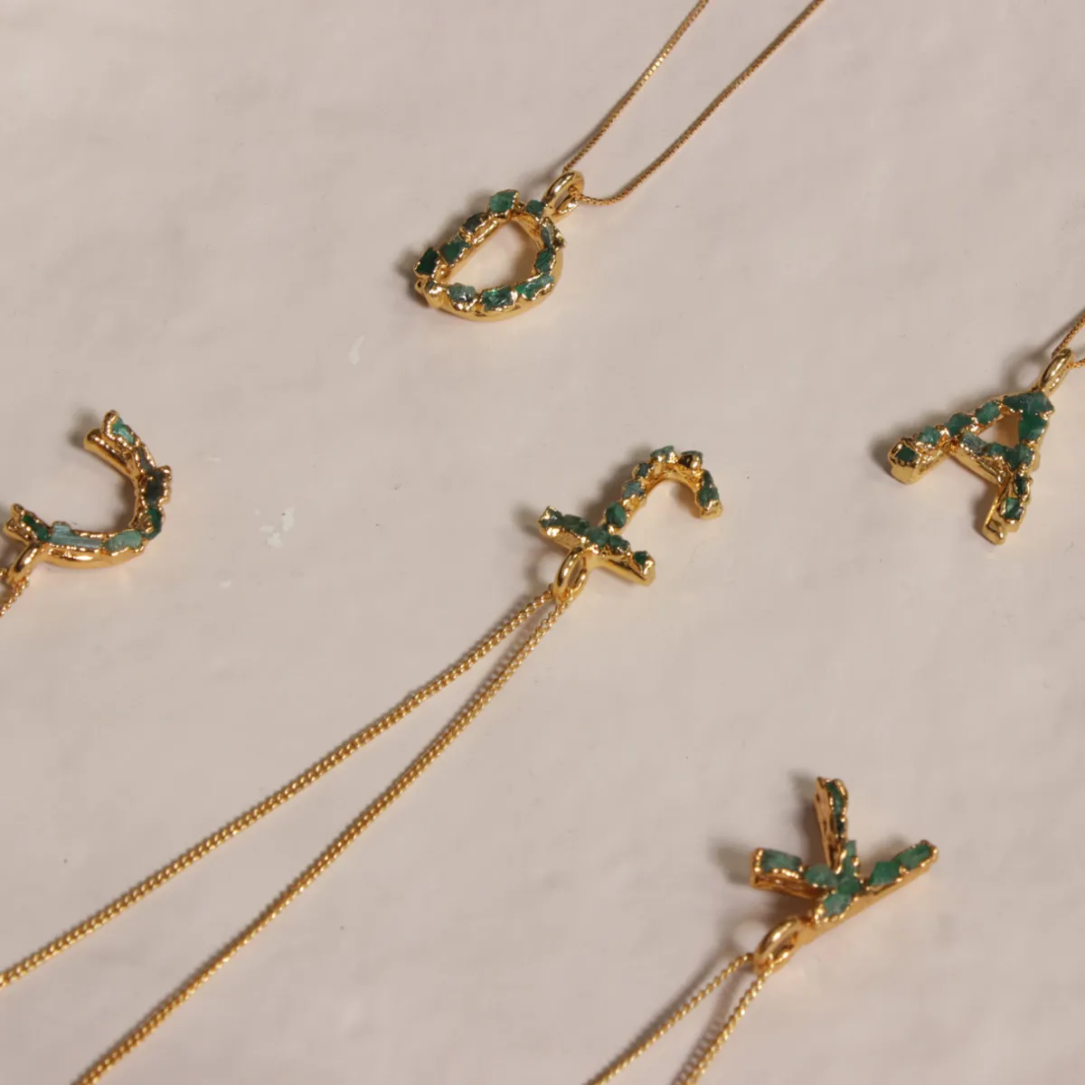 Tomfoolery Emerald ABC Charm Necklace Clearance