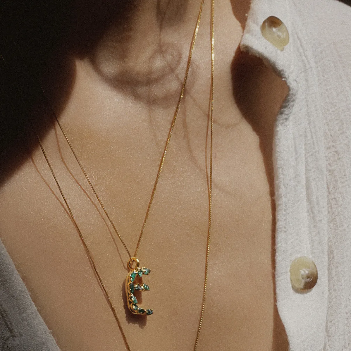 Tomfoolery Emerald ABC Charm Necklace Clearance