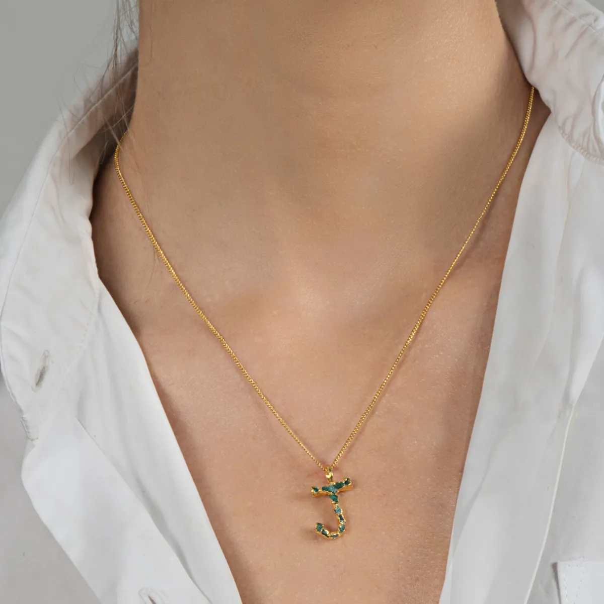 Tomfoolery Emerald ABC Charm Necklace Clearance
